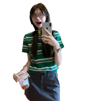 Miu Miu Strip Short Sleeve Shirt