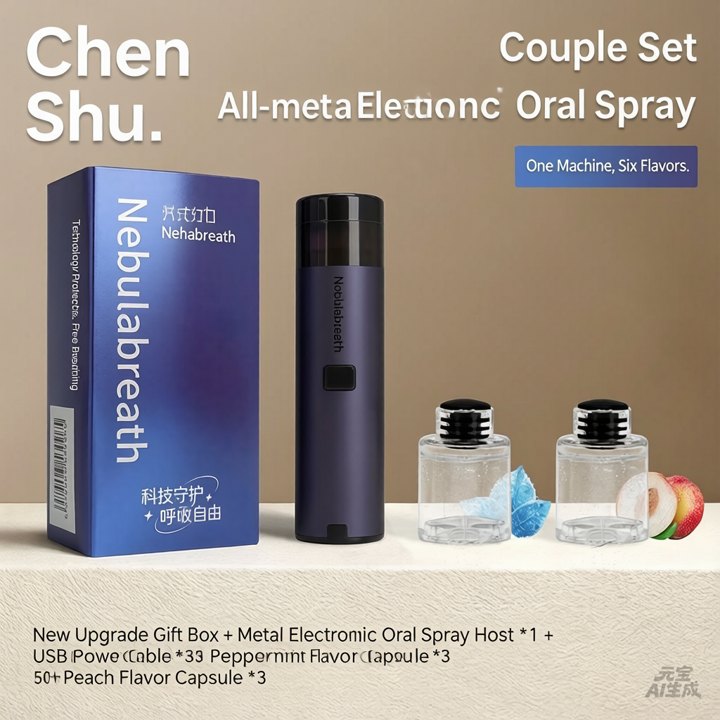 Chenshu Smart Electronic Oral Spray, Peach and Mint Flavor, Long-Lasting Fragrance, Portable and Rechargeable Freshening Stick
