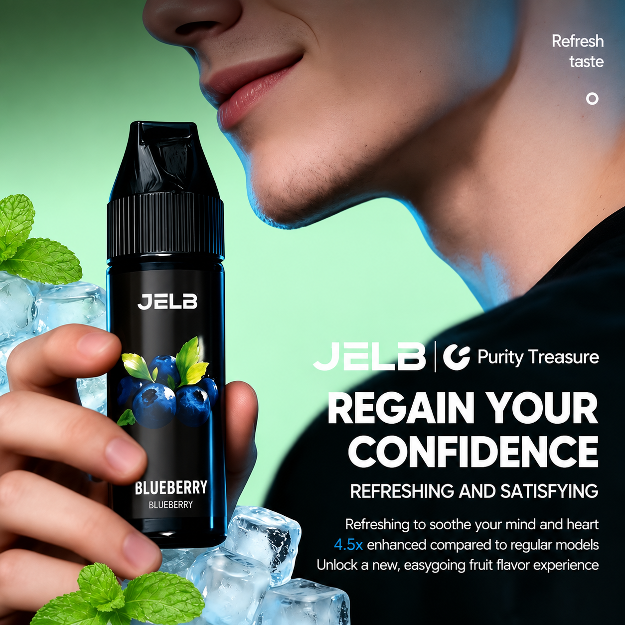 Large fruit-flavored snorkel stick, refreshing and breath-freshening, mint stick mouthpiece, smoking cessation aid, cigarette replacement stick.