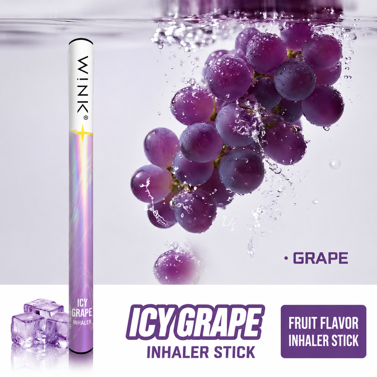 WINK Herbal Alternative Stick, Fruit Flavored, Cooling Suckling Stick, Refreshing, Smokeless, Mouth Soothing, Grape & Watermelon