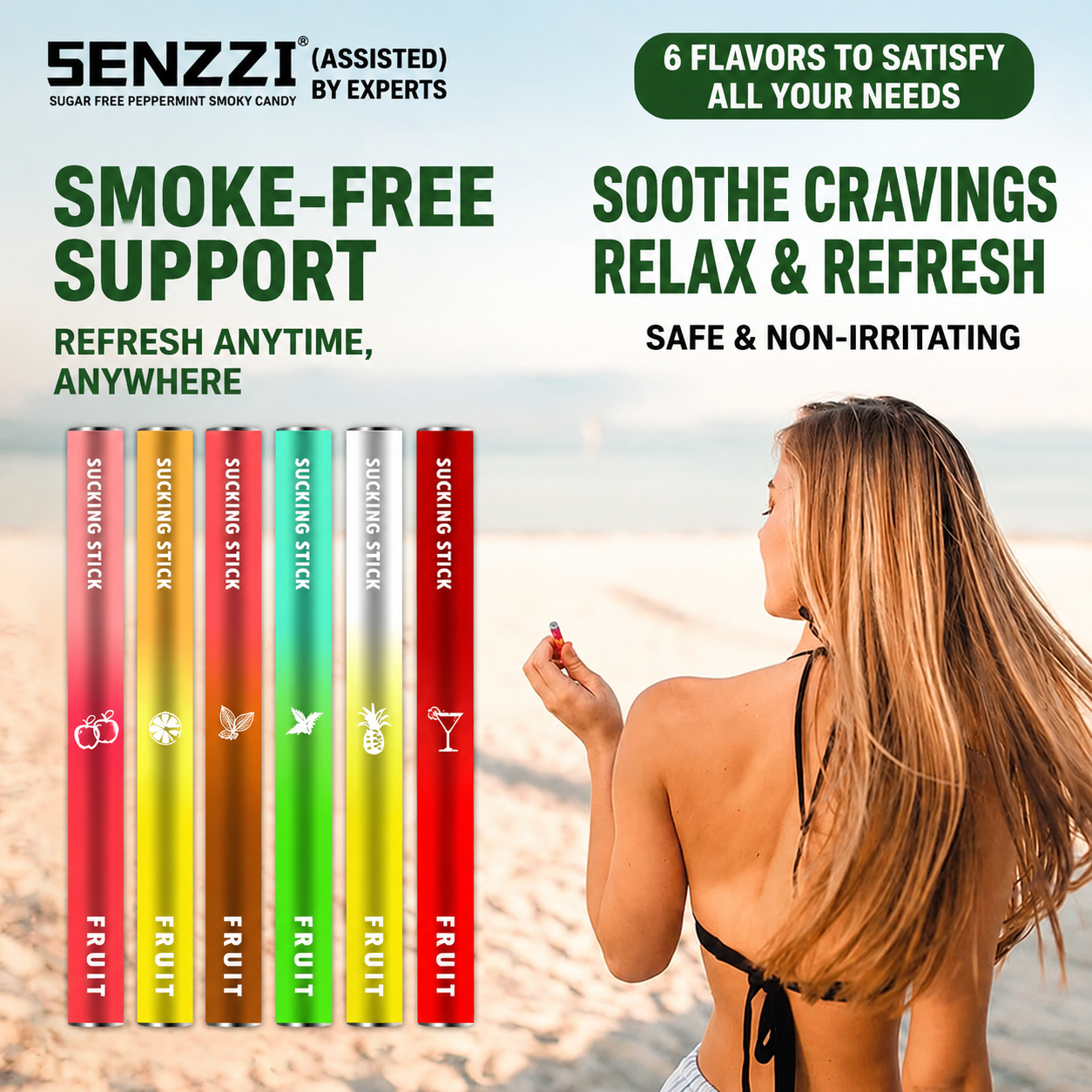 Saint-Zoge Authentic Herbal Smoking Cessation Device, New Fruit-Flavored Smoking Cessation Stick, Refreshing and Cooling Mint Alternative, Portable and Smokeless