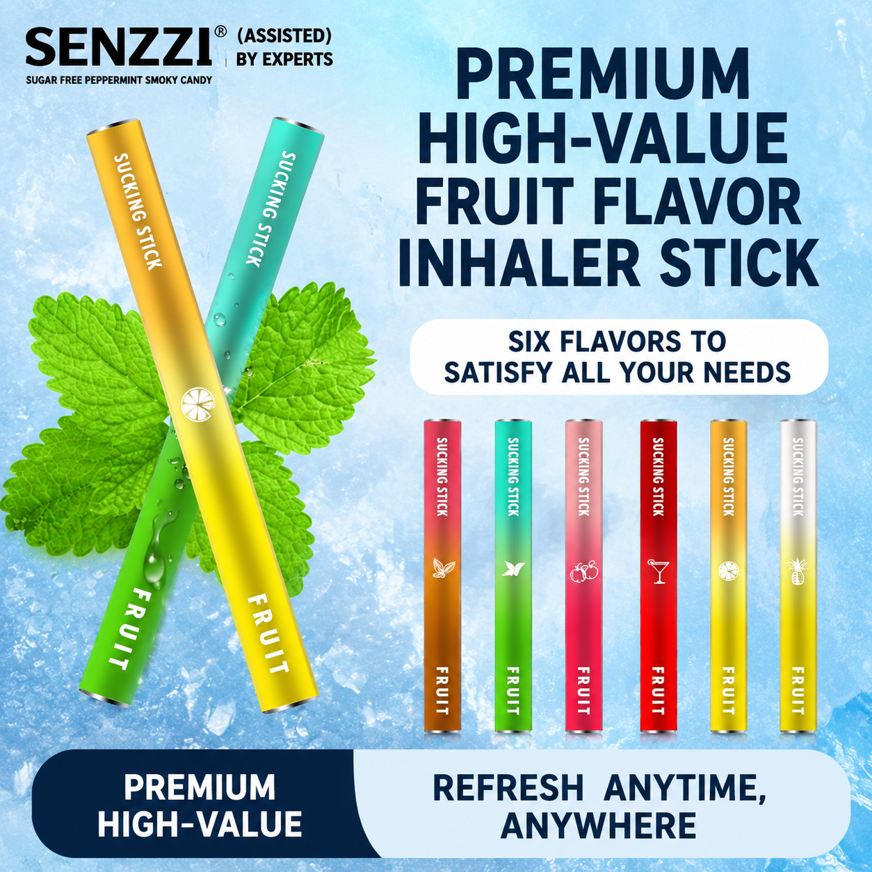 Saint-Zoge Authentic Herbal Smoking Cessation Device, New Fruit-Flavored Smoking Cessation Stick, Refreshing and Cooling Mint Alternative, Portable and Smokeless