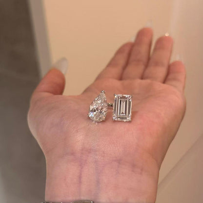 Pear shape Dual Stone Moissanite Ring