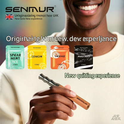 SENMUR, a British imported smoking cessation stick, is a smoke-free, fruit-flavored, unisex product.