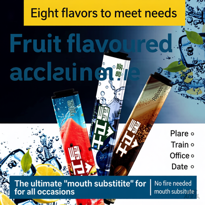 Authentic herbal fruit-flavored smoking cessation sticks relieve cravings, eliminate smoke, freshen breath, and are a popular alternative to smoking cessation aids.