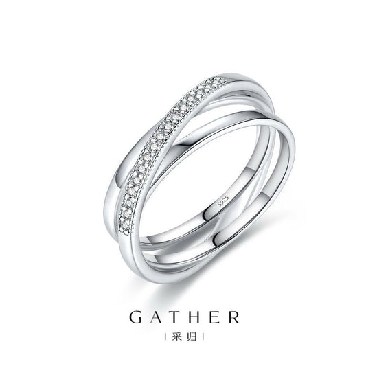Cross Link Moissanite Stacking Band
