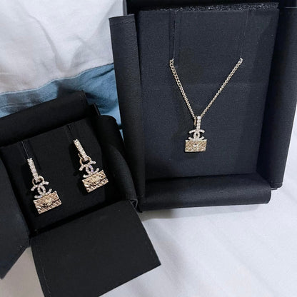 Chanel Bag Necklace Earrings