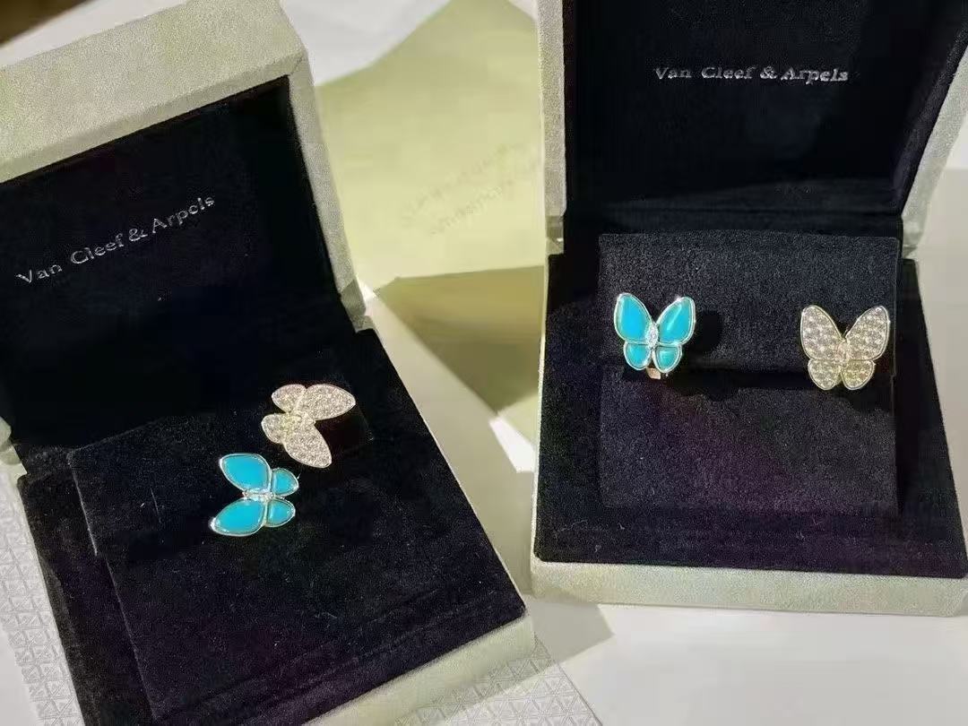 VCA Blue Butterfly Bracelet Necklace Earrings Ring